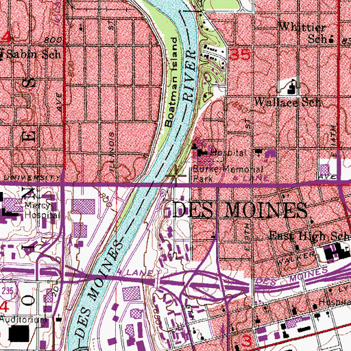 Topographic Map of Burke Memorial Park, IA