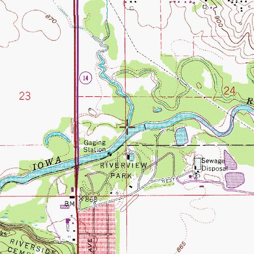 Topographic Map of Burnett Creek, IA