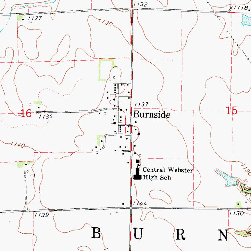 Topographic Map of Burnside, IA