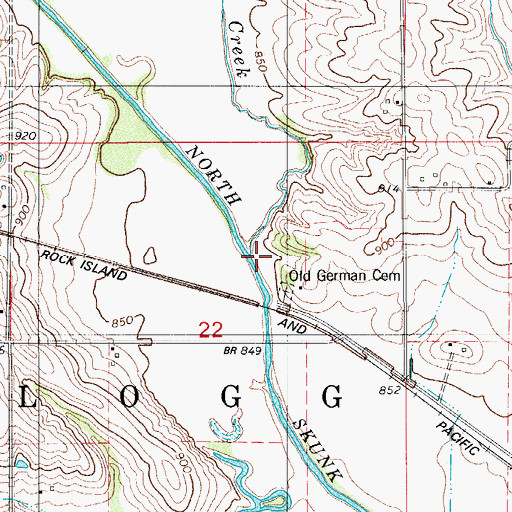 Topographic Map of Burr Oak Creek, IA