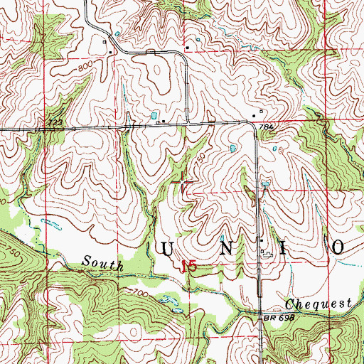 Topographic Map of Burr Oak Creek, IA