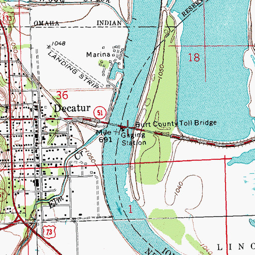 Topographic Map of Burt County Toll Bridge, IA
