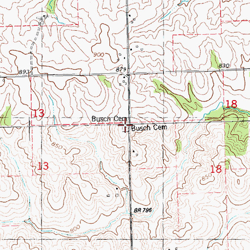 Topographic Map of Busch Cemetery, IA