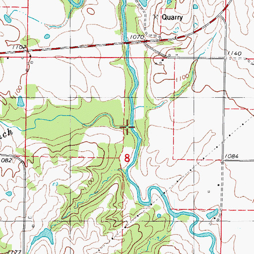 Topographic Map of Bush Branch, IA