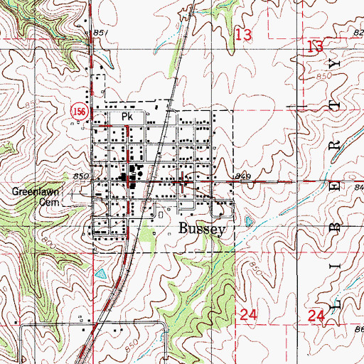 Topographic Map of Bussey, IA