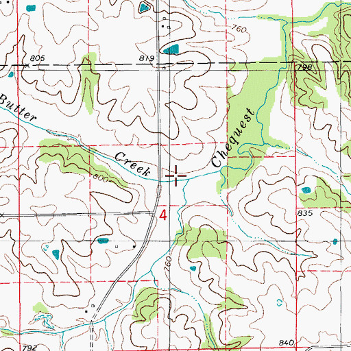 Topographic Map of Butter Creek, IA