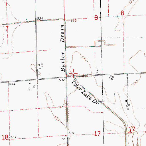 Topographic Map of Butler Drain, IA