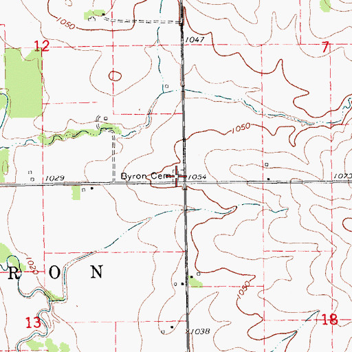 Topographic Map of Byron Cemetery, IA