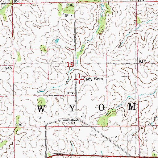 Topographic Map of Cady Cemetery, IA