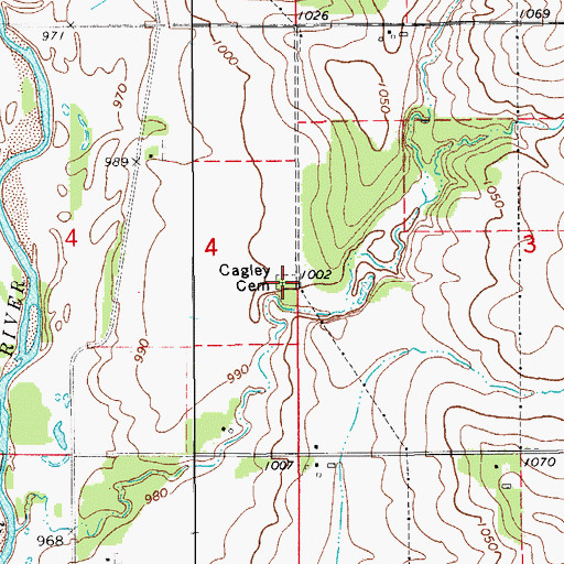 Topographic Map of Cagley Cemetery, IA