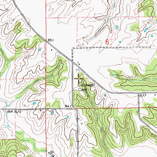 Topographic Map of Caldwell Cemetery, IA