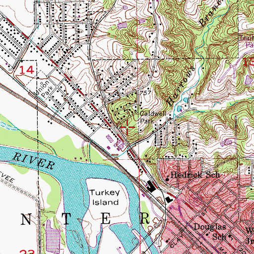 Topographic Map of Caldwell Park, IA