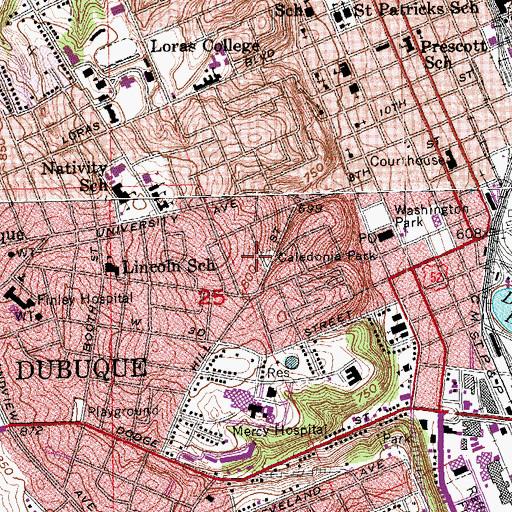 Topographic Map of Caledonia Park, IA