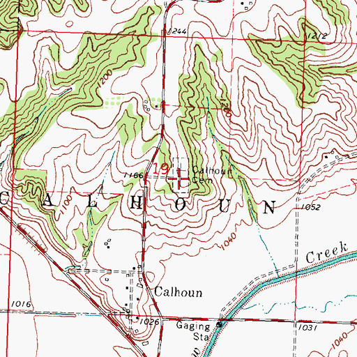 Topographic Map of Calhoun Cemetery, IA