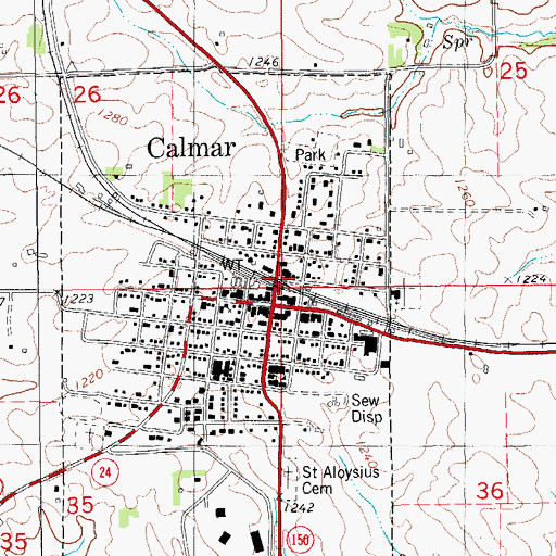 Topographic Map of Calmar, IA