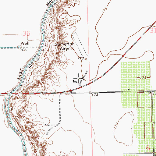 Topographic Map of Somerton Airport, AZ