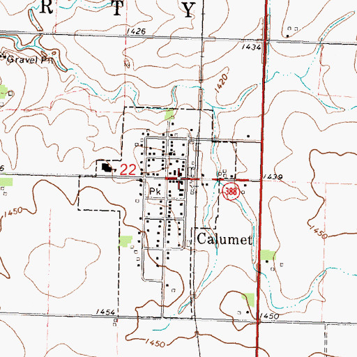 Topographic Map of Calumet, IA