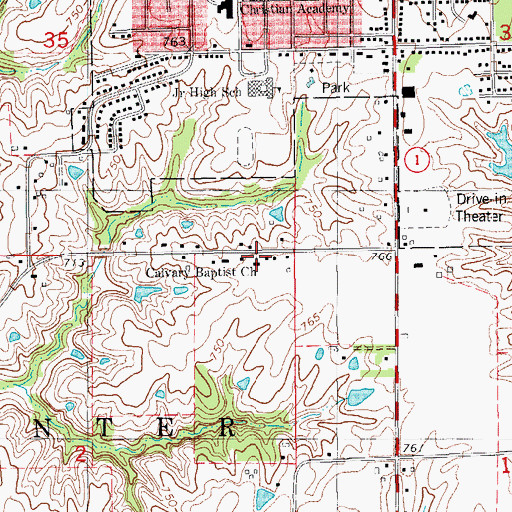 Topographic Map of Calvary Baptist Church, IA