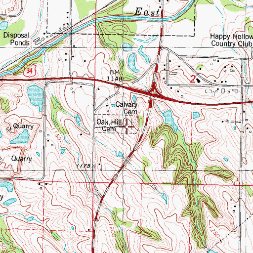 Topographic Map of Calvary Cemetery, IA