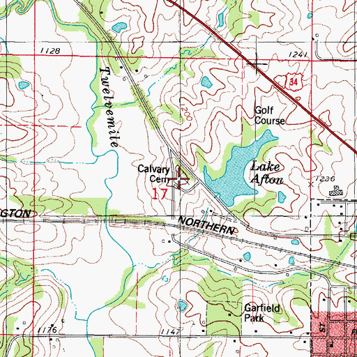 Topographic Map of Calvary Cemetery, IA