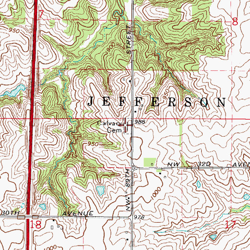 Topographic Map of Calvary Cemetery, IA