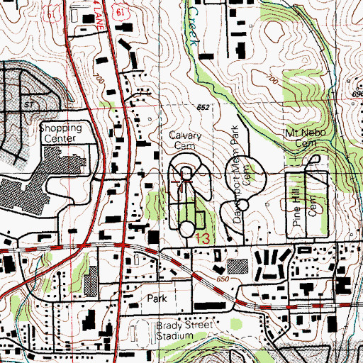 Topographic Map of Mount Calvary Catholic Cemetery, IA