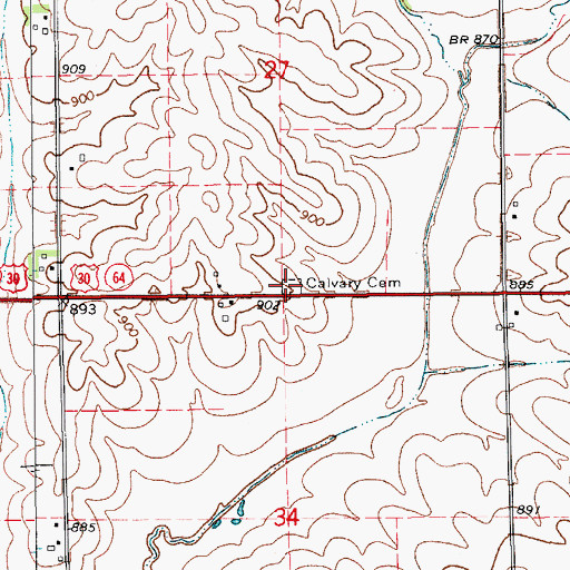 Topographic Map of Calvary Catholic Cemetery, IA