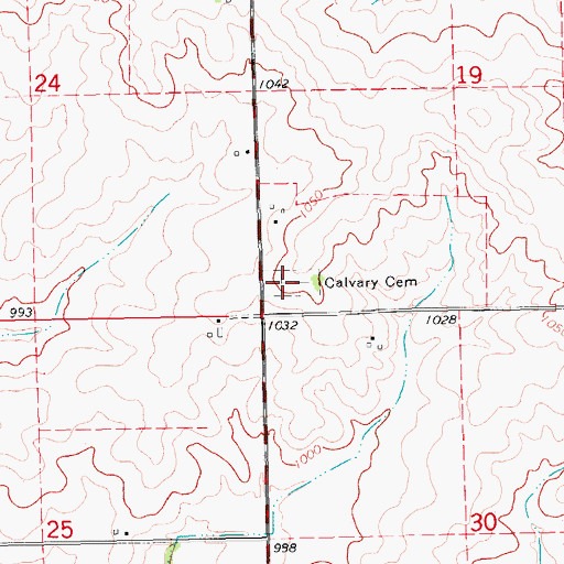 Topographic Map of Calvary Cemetery, IA
