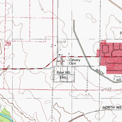 Topographic Map of Calvary Cemetery, IA