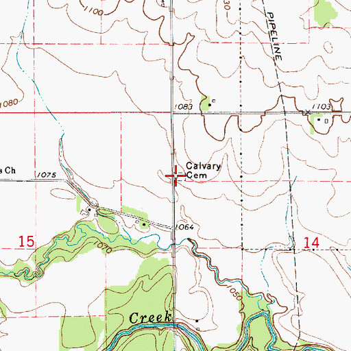 Topographic Map of Calvary Cemetery, IA