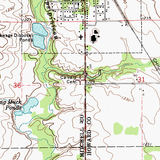Topographic Map of Calvary Cemetery, IA
