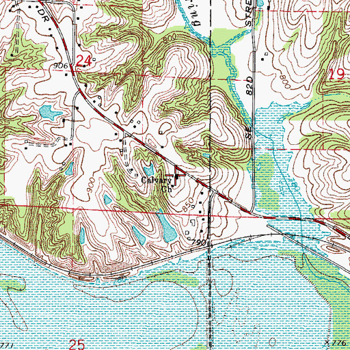 Topographic Map of Calvary Church, IA