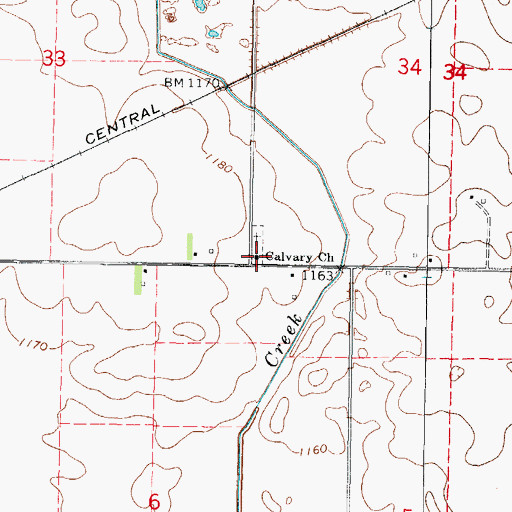 Topographic Map of Calvary Church, IA