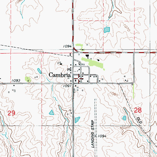 Topographic Map of Cambria, IA