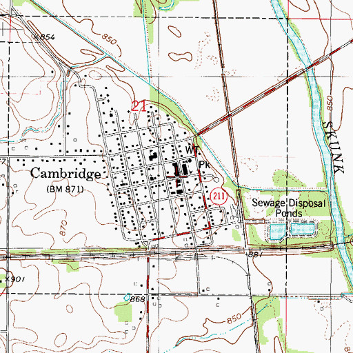 Topographic Map of Cambridge, IA