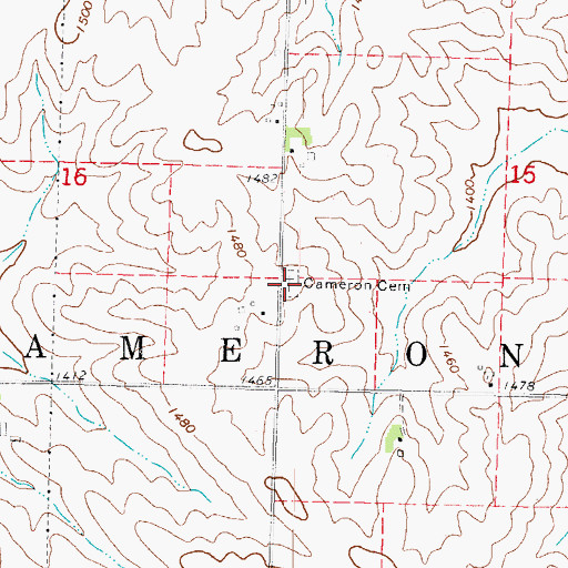 Topographic Map of Cameron Cemetery, IA