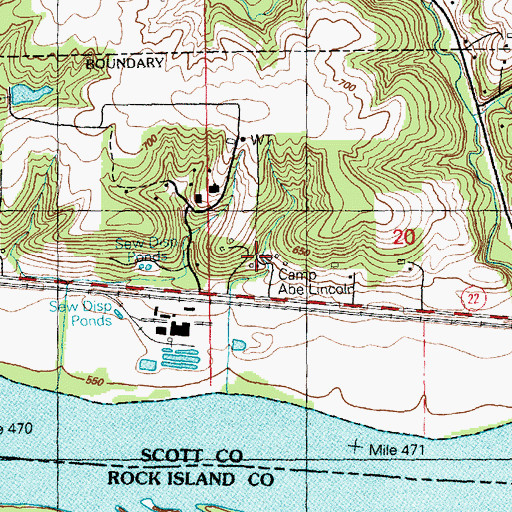 Topographic Map of Camp Abe Lincoln, IA