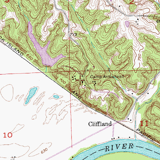 Topographic Map of Camp Arrowhead, IA