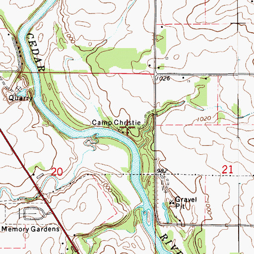 Topographic Map of Camp Christie, IA