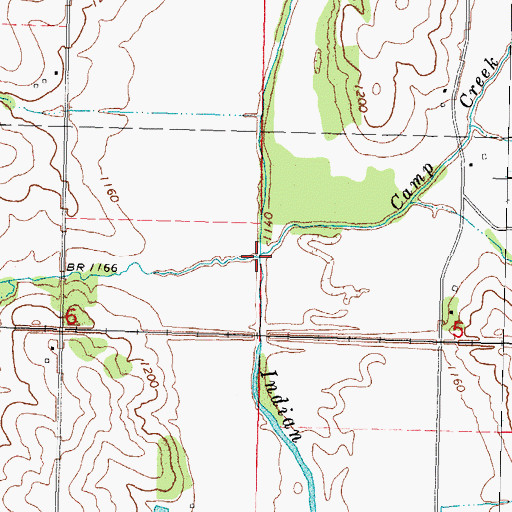 Topographic Map of Camp Creek, IA