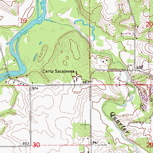Topographic Map of Camp Sacajawea, IA