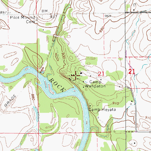 Topographic Map of Camp Wahpaton, IA