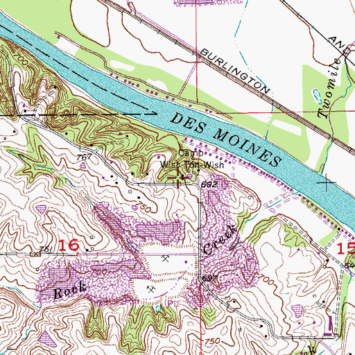 Topographic Map of Camp Wish-Ton-Wish, IA