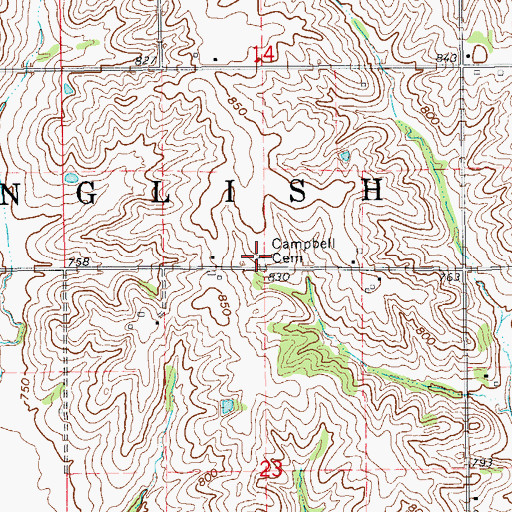 Topographic Map of Campbell Cemetery, IA