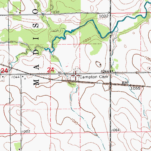 Topographic Map of Campton Cemetery, IA