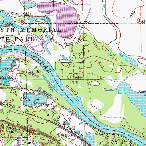 Topographic Map of Canfield Park, IA