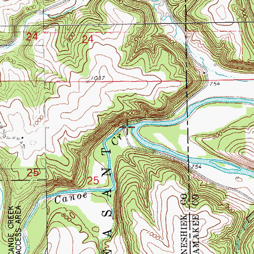 Topographic Map of Canoe Creek, IA