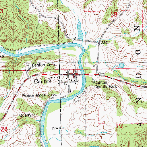 Topographic Map of Canton, IA