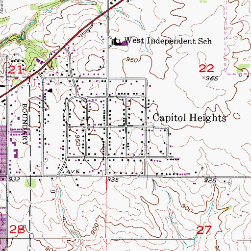Topographic Map of Capitol Heights, IA