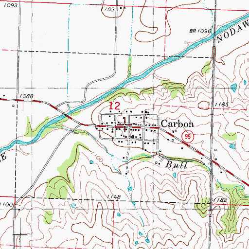 Topographic Map of Carbon, IA